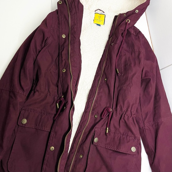AEROPOSTALE — PRINCE & FOX, SMALL BURGUNDY FUR-LINED WINTER COAT, UTILITY JACKET - Picture 9 of 14